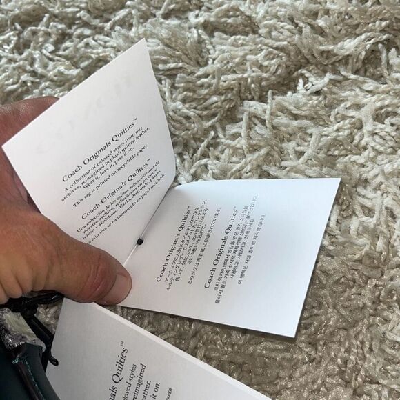 NWT COACH GREEN METALLIC QUILTED LEATHER DINKY 18 SHOULDER BAG #C6622 - Picture 13 of 15